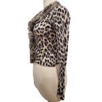 Side view of pre-owned Blumarine Animal Print Sweater, with fur collar.