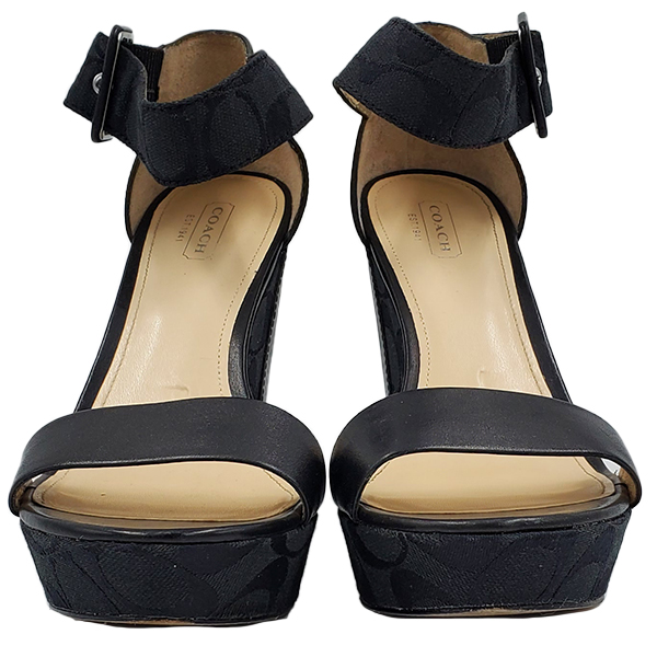 Coach | Black Jerri Wedge Sandals | Size 8.5 - Designer Swap